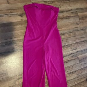 Strapless jumpsuit hot pink